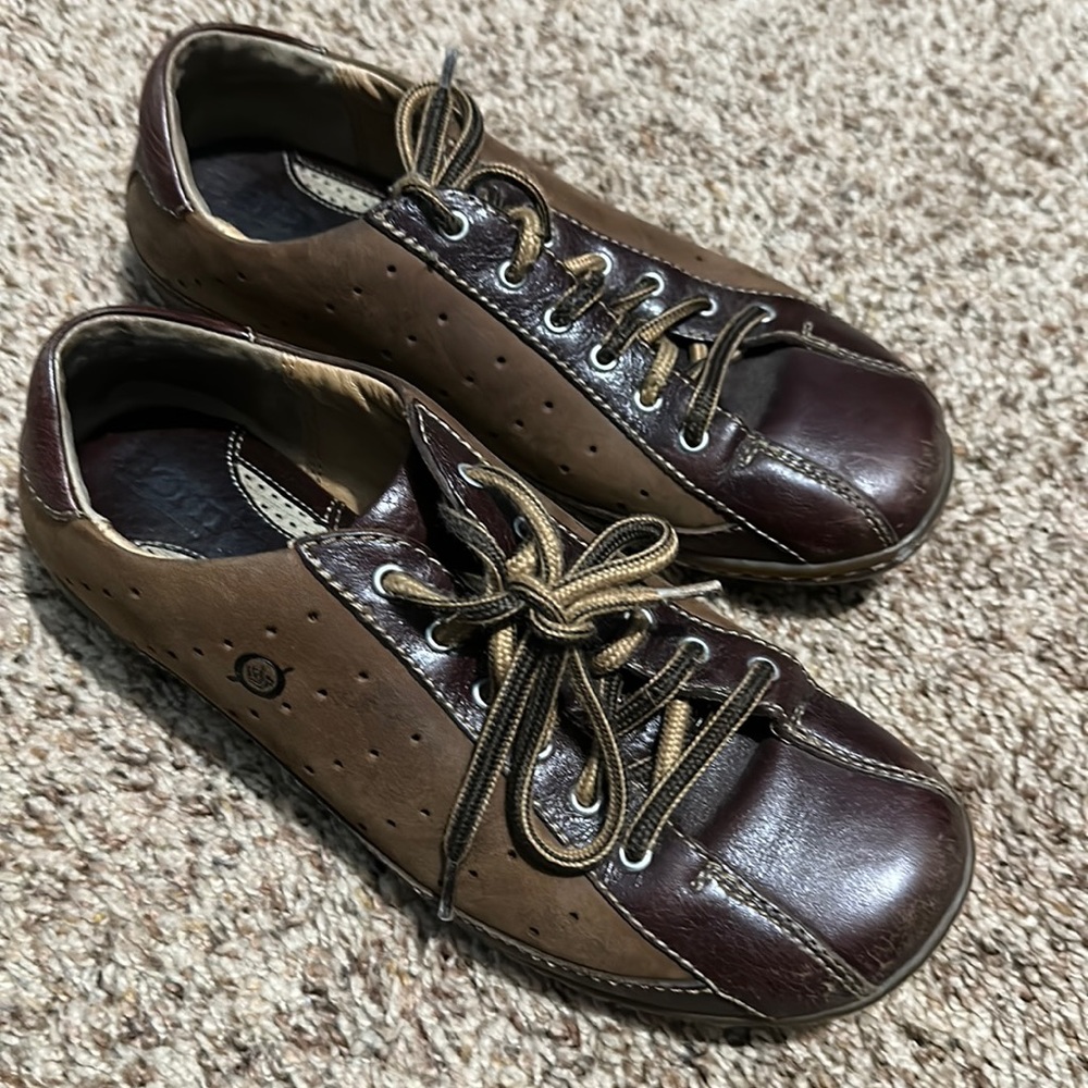 Born Shoes | Born Womens Brown Leather Suede Oxford Shoes